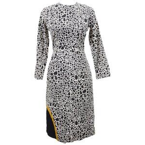 Peter Jensen Art to Wear Abstact Cotton Silk Midi Dress Business Office Size XS